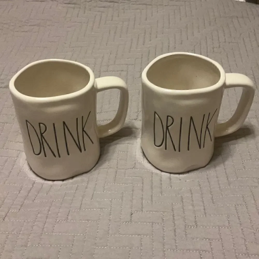 Rae Dunn Pair of Mugs “DRINK”   EUC. No stains or chips.